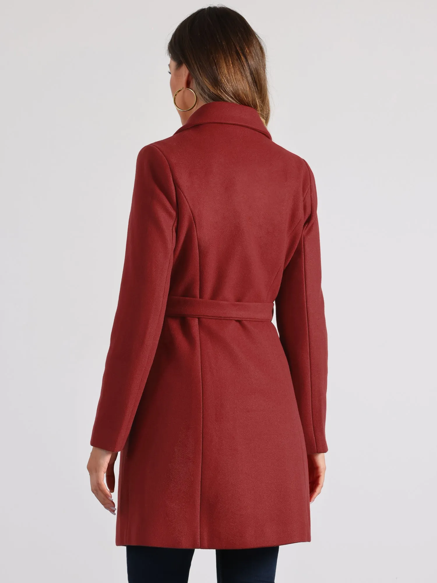 Lapel Double Breasted Slant Pocket Button Belted Pea Coats