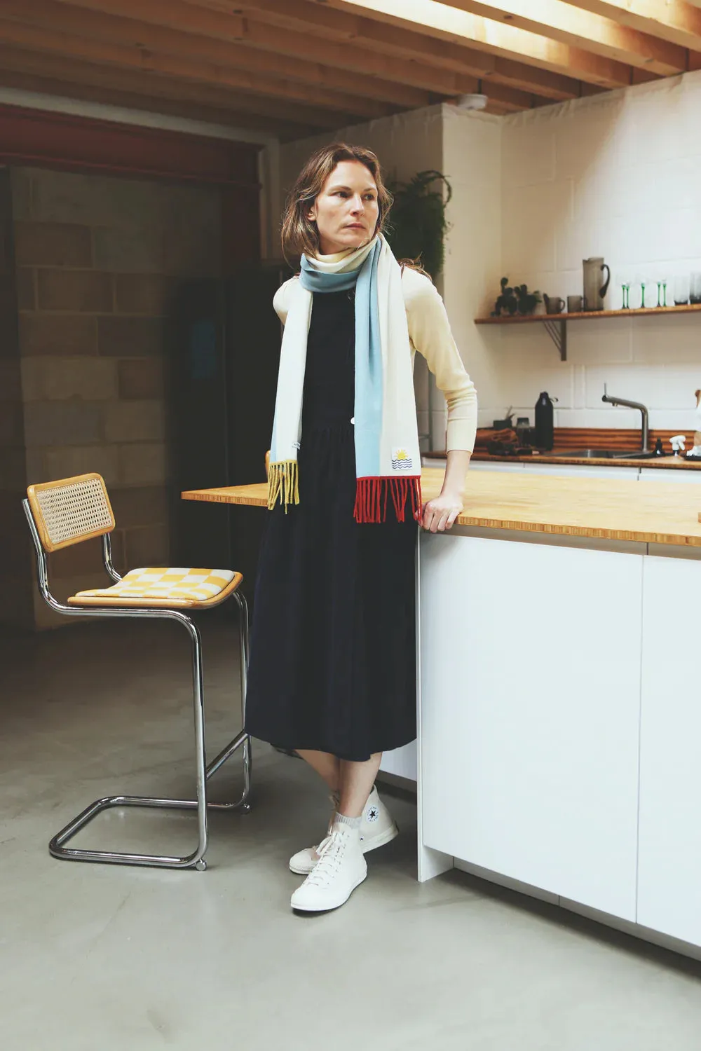 L.F. Markey Colourblock Tassel Scarf // Aqua Multi
