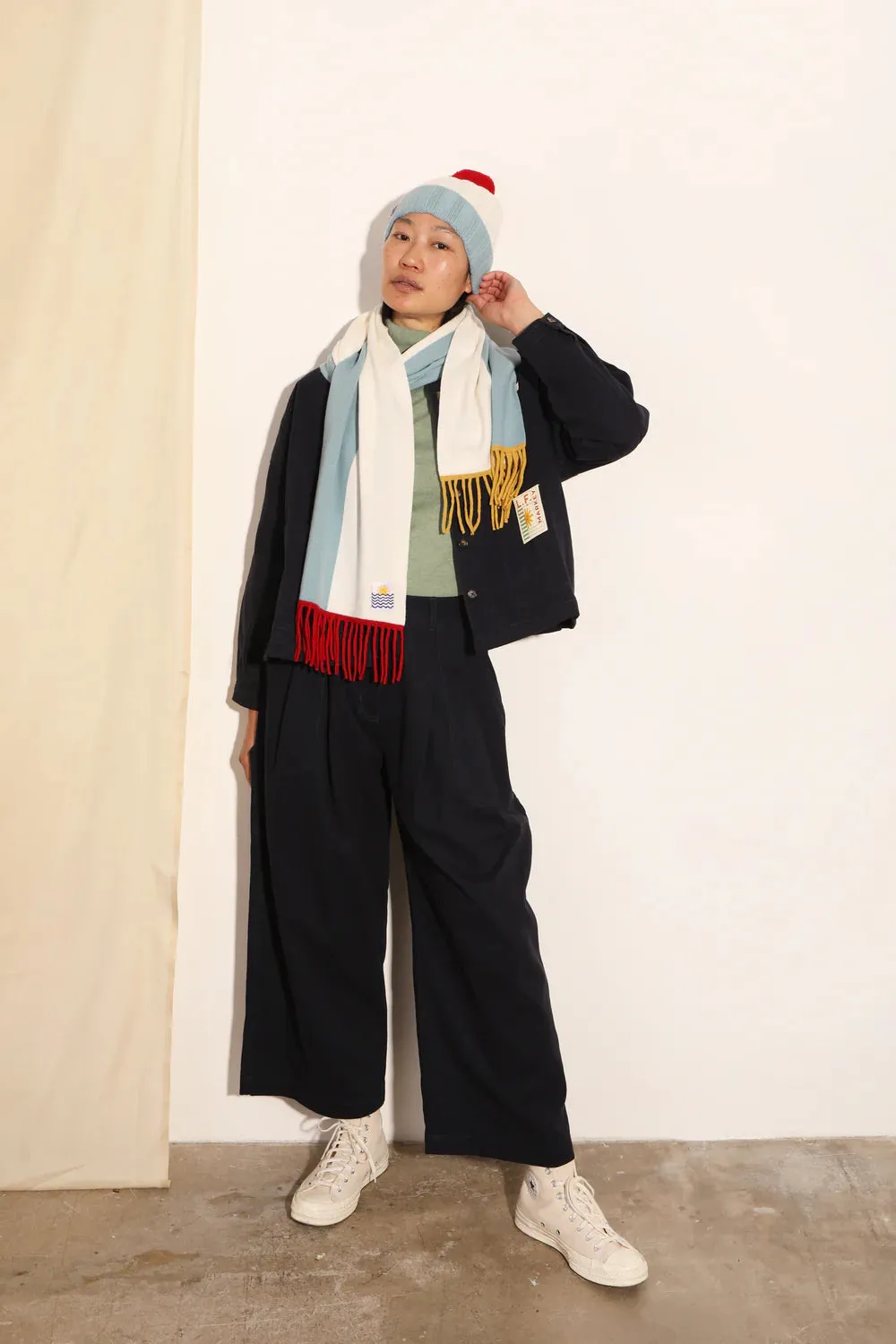 L.F. Markey Colourblock Tassel Scarf // Aqua Multi