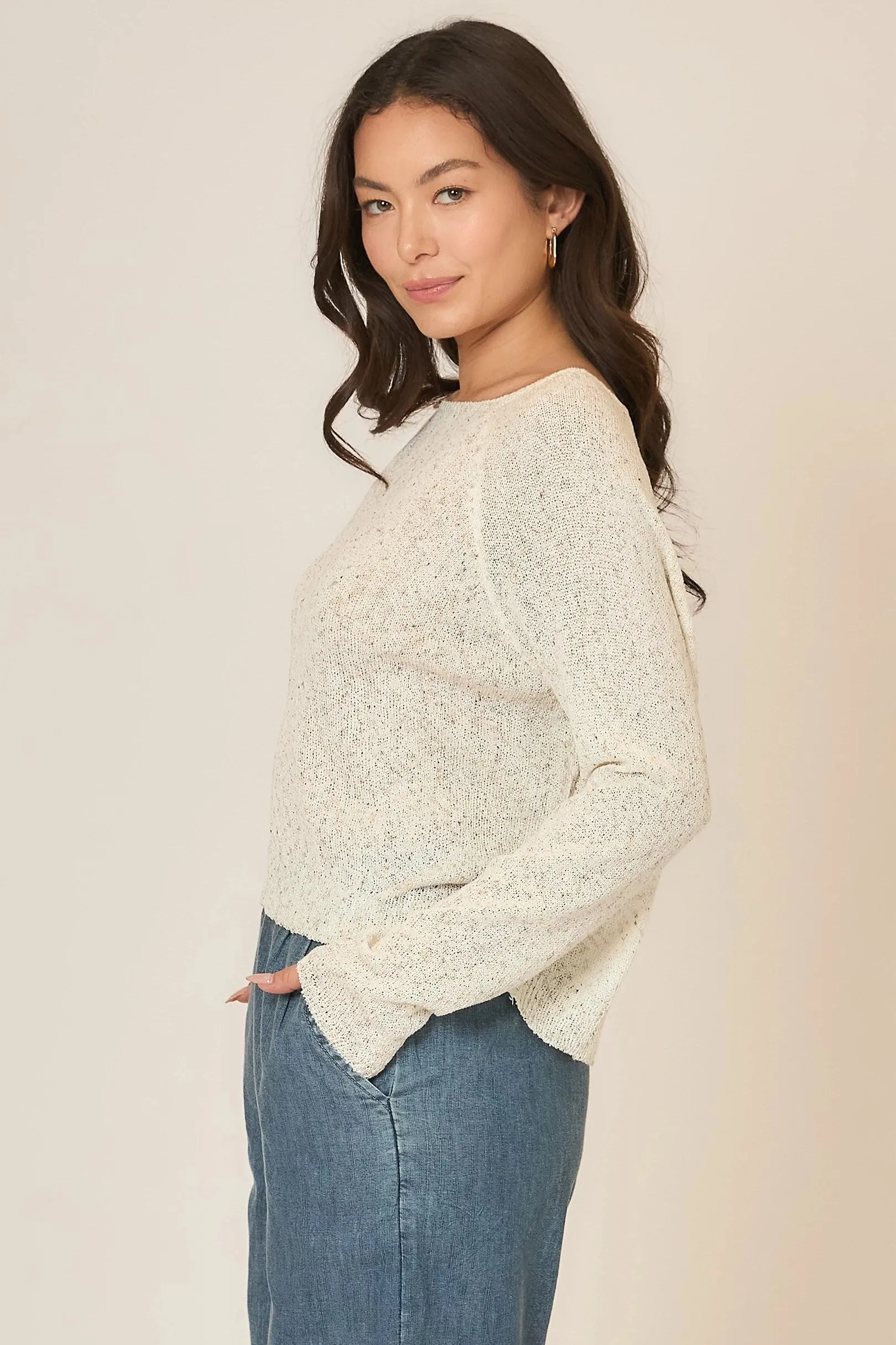 Light Knit Melange Boat
Neck Sweater