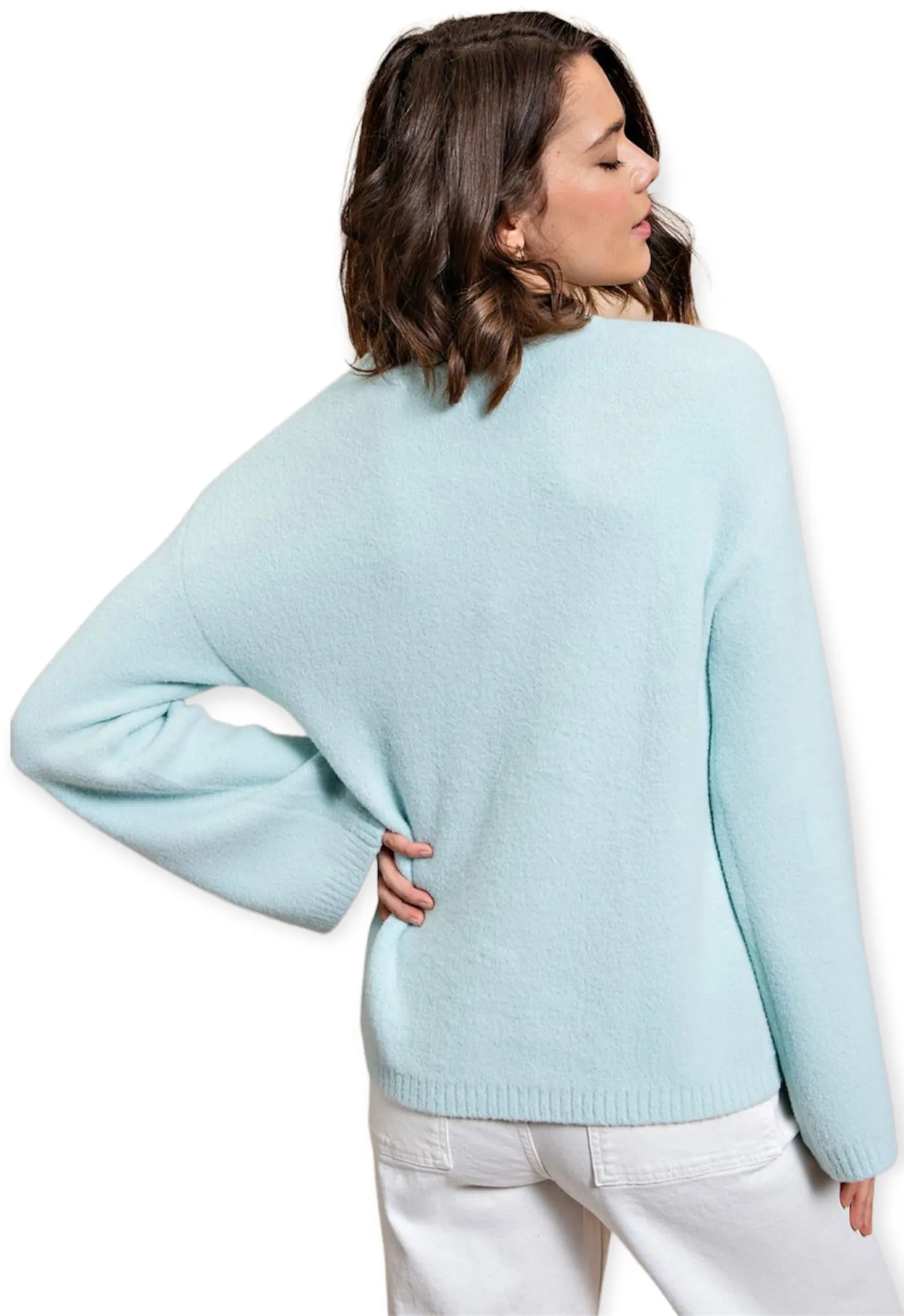 Lilian Sweater Top- Super Soft-Sky Blue