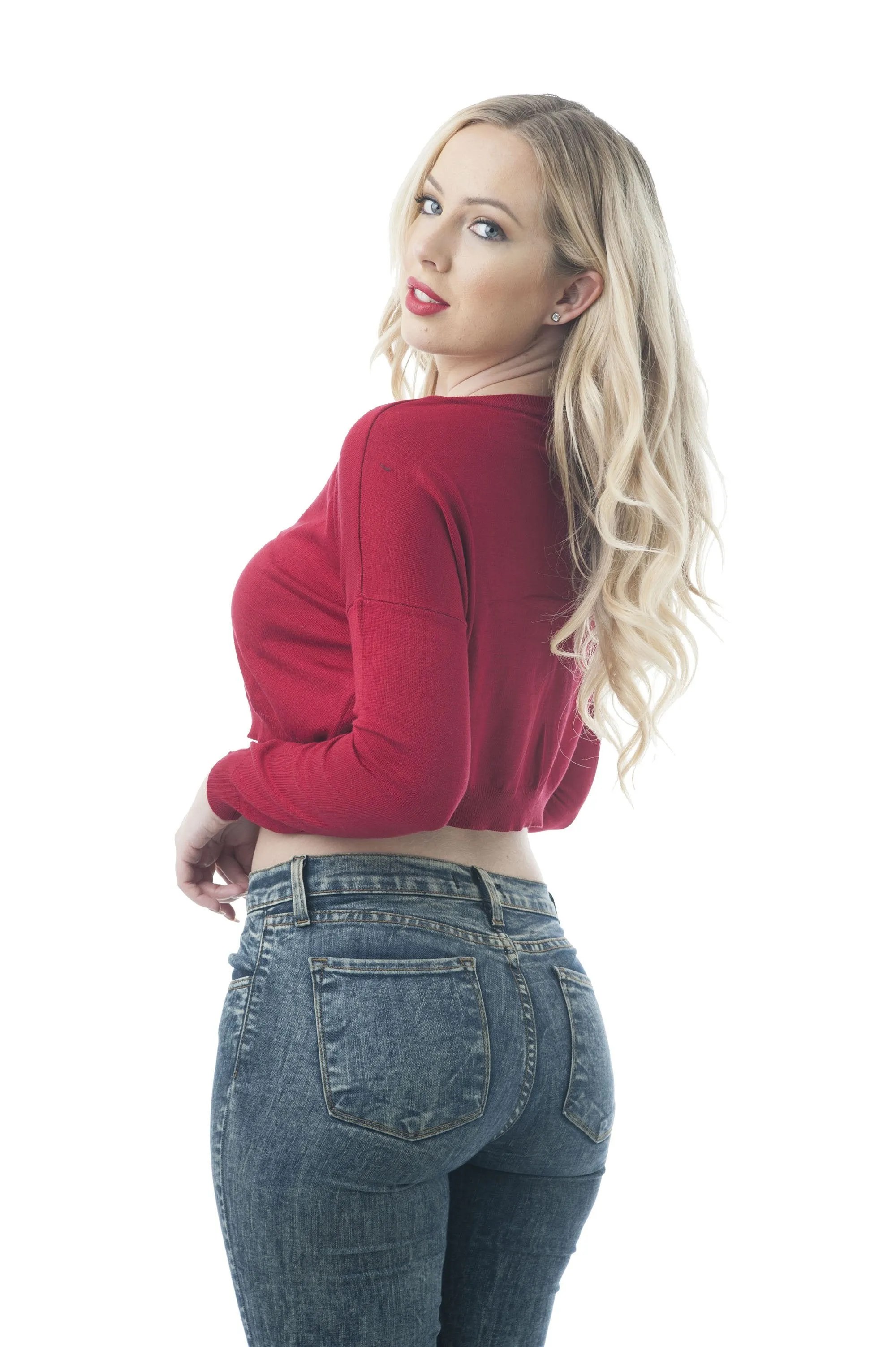 Long Sleeve Knit Crew-Neck Crop Sweater