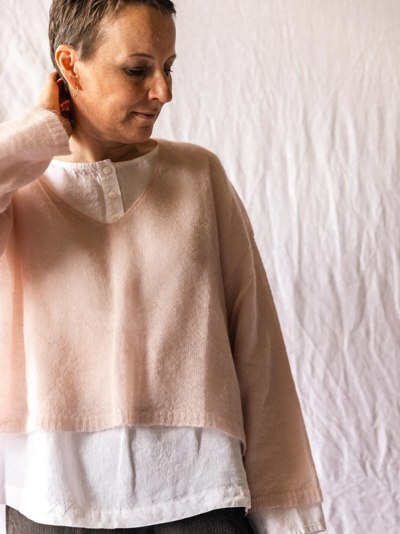 Luna Gallery Mohair Crop V Neck Sweater