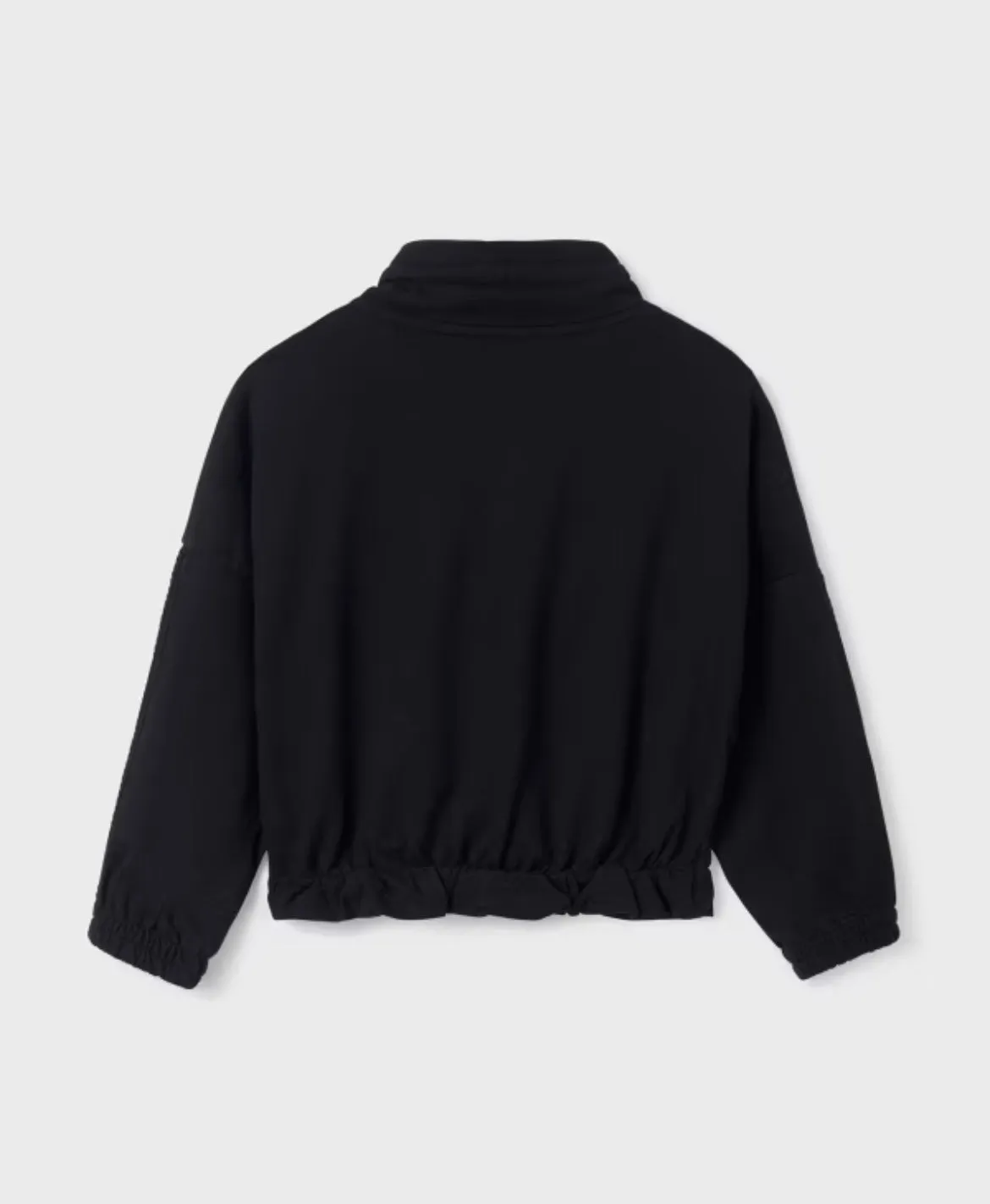 Mayoral Youth Girls 100% Cotton Cropped Zipped Pullover in Black: Size 8 to 18 Years