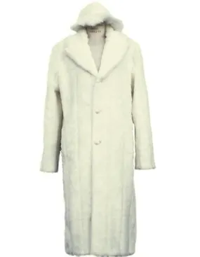 Mens Overcoat -Mens Long Wool Topcoats- Topcoat For Men-Men's Long Length Faux Fur Coat Full Length Overcoat ~ Long Men's Dress Topcoat - Winter Coat   Matching Hat Off White