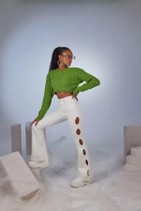 Merit Crew Neck Crop Sweater Green