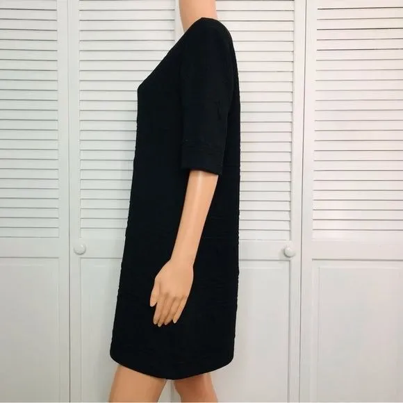MICHAEL STARS Black Textured Fabric Short Sleeve Sweater Dress Size M