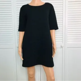 MICHAEL STARS Black Textured Fabric Short Sleeve Sweater Dress Size M