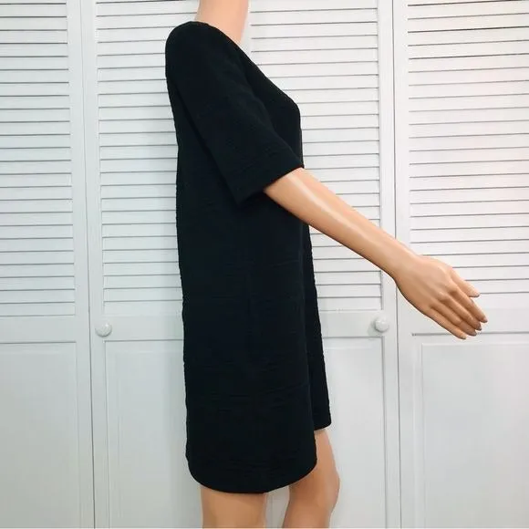MICHAEL STARS Black Textured Fabric Short Sleeve Sweater Dress Size M