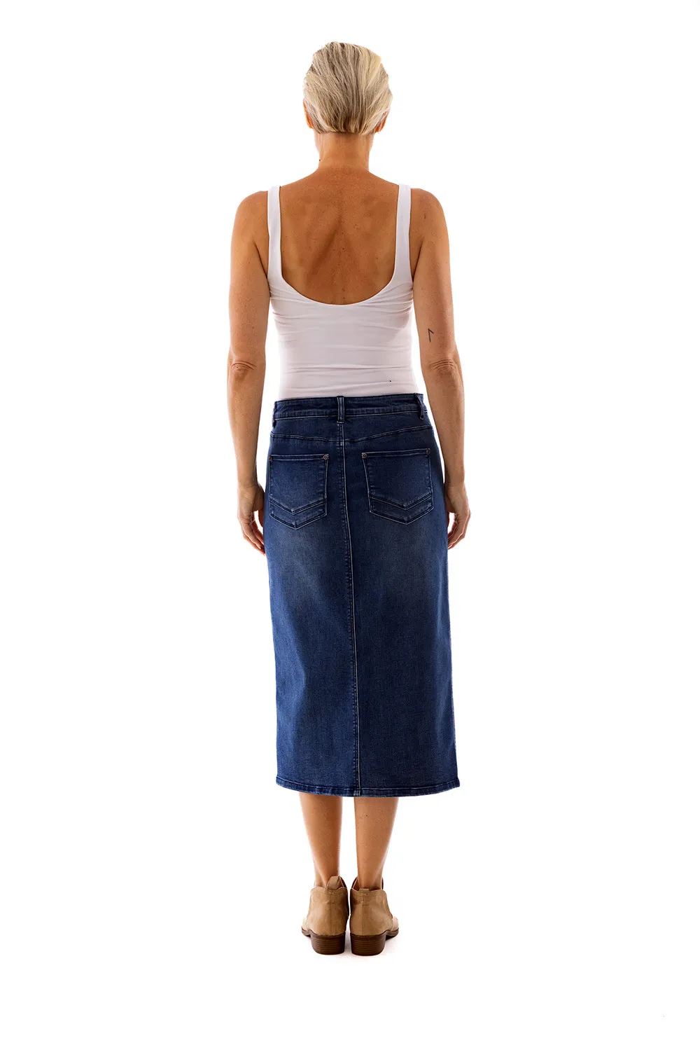 Midi Length Denim Skirt