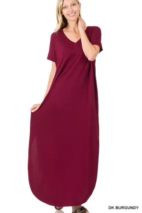 Milly V-Neck Maxi Dress (Burgandy)