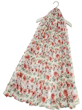 Mixed Poppy Floral Print Scarf
