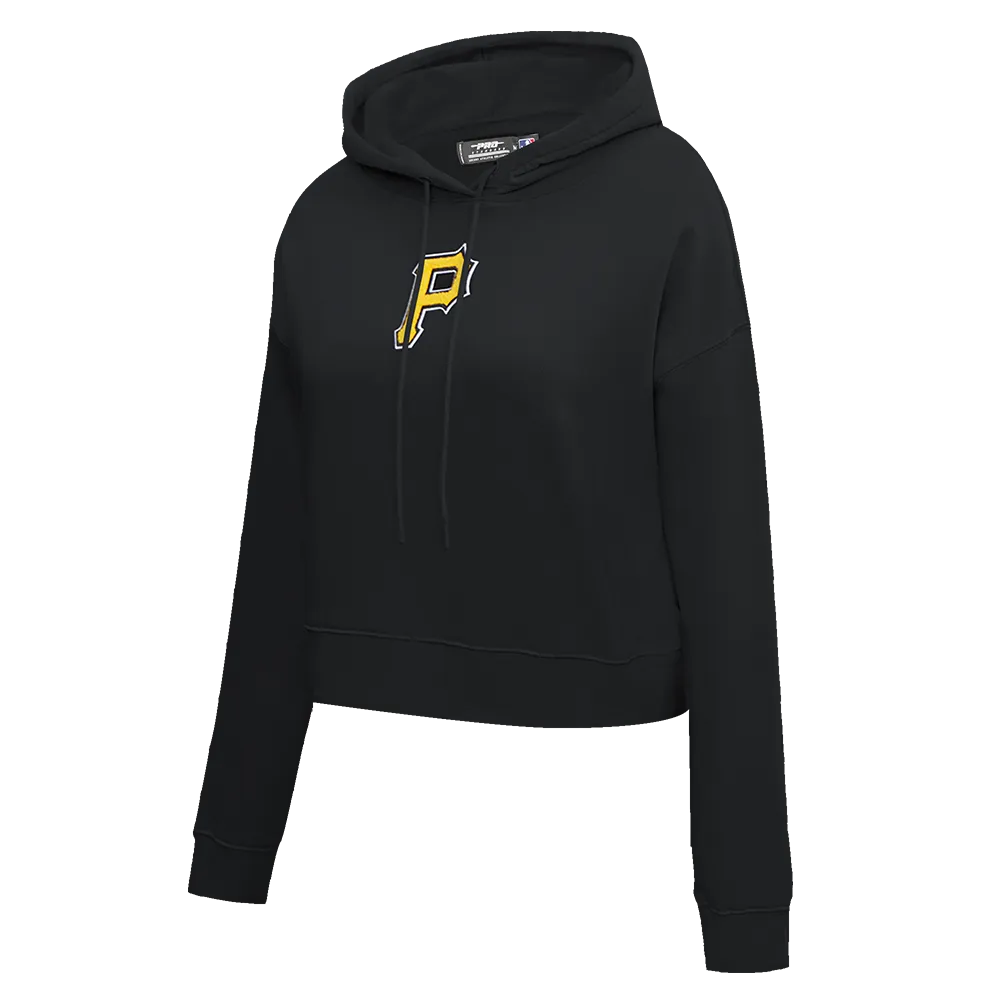 MLB PITTSBURG PIRATES CLASSIC WOMEN'S FLC CROPPED PO HOODIE (BLACK)
