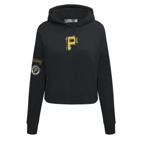 MLB PITTSBURG PIRATES CLASSIC WOMEN'S FLC CROPPED PO HOODIE (BLACK)