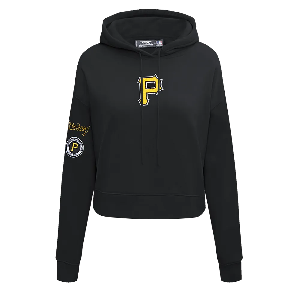 MLB PITTSBURG PIRATES CLASSIC WOMEN'S FLC CROPPED PO HOODIE (BLACK)