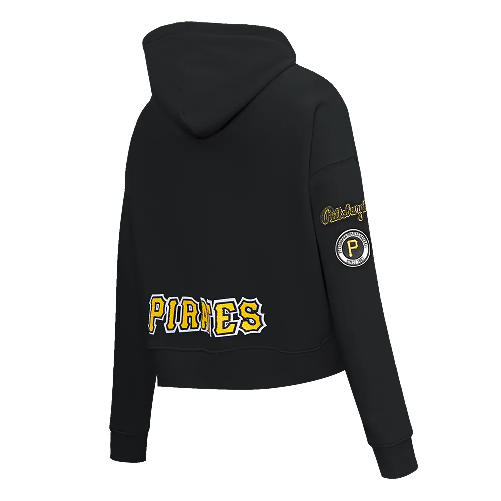 MLB PITTSBURG PIRATES CLASSIC WOMEN'S FLC CROPPED PO HOODIE (BLACK)
