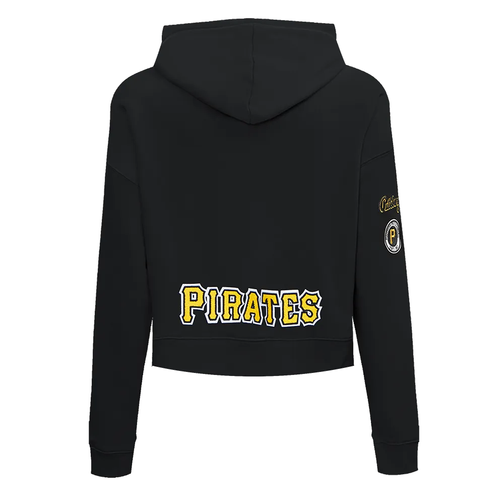 MLB PITTSBURG PIRATES CLASSIC WOMEN'S FLC CROPPED PO HOODIE (BLACK)