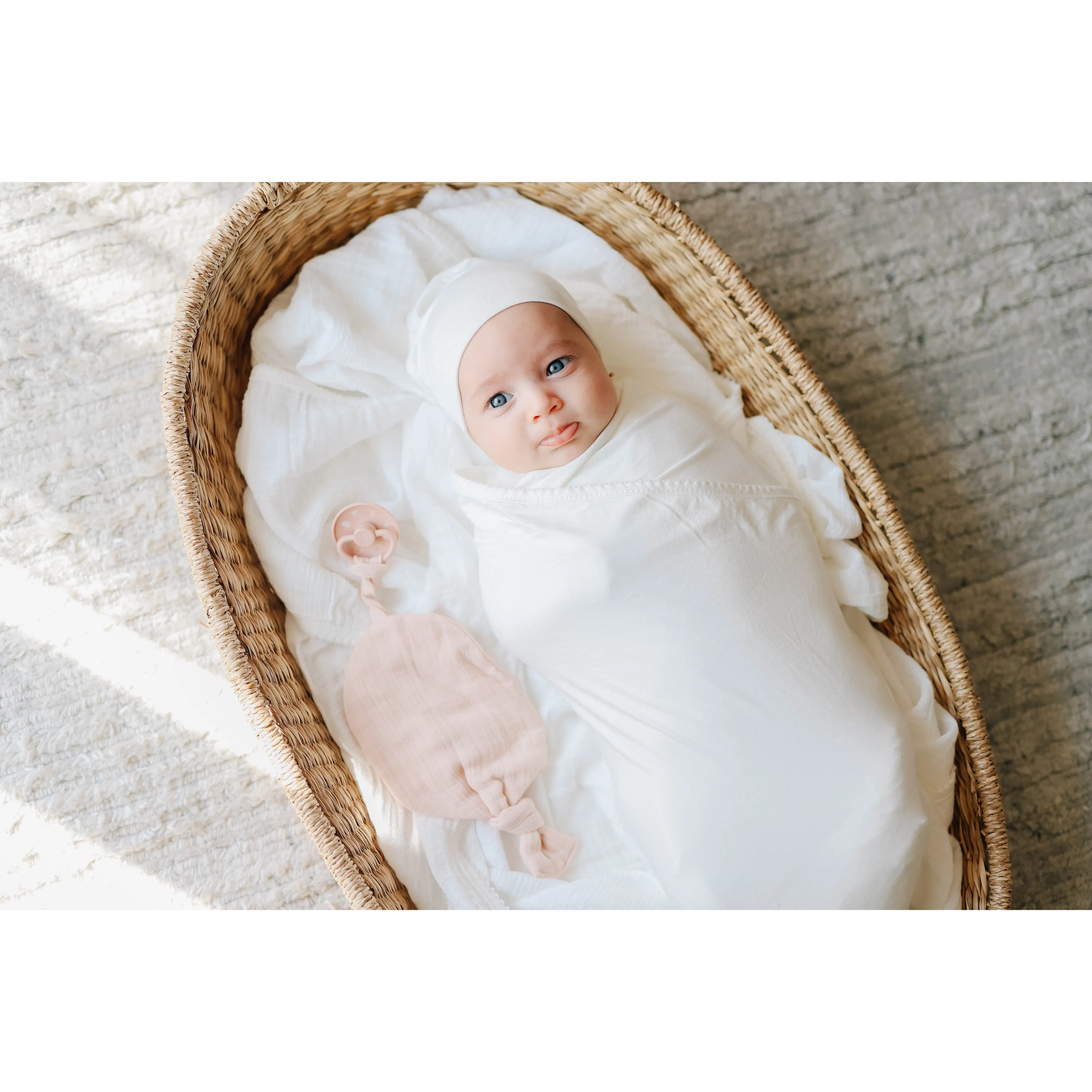 Modal Swaddle & Beanie Set in Gift Box - Ivory