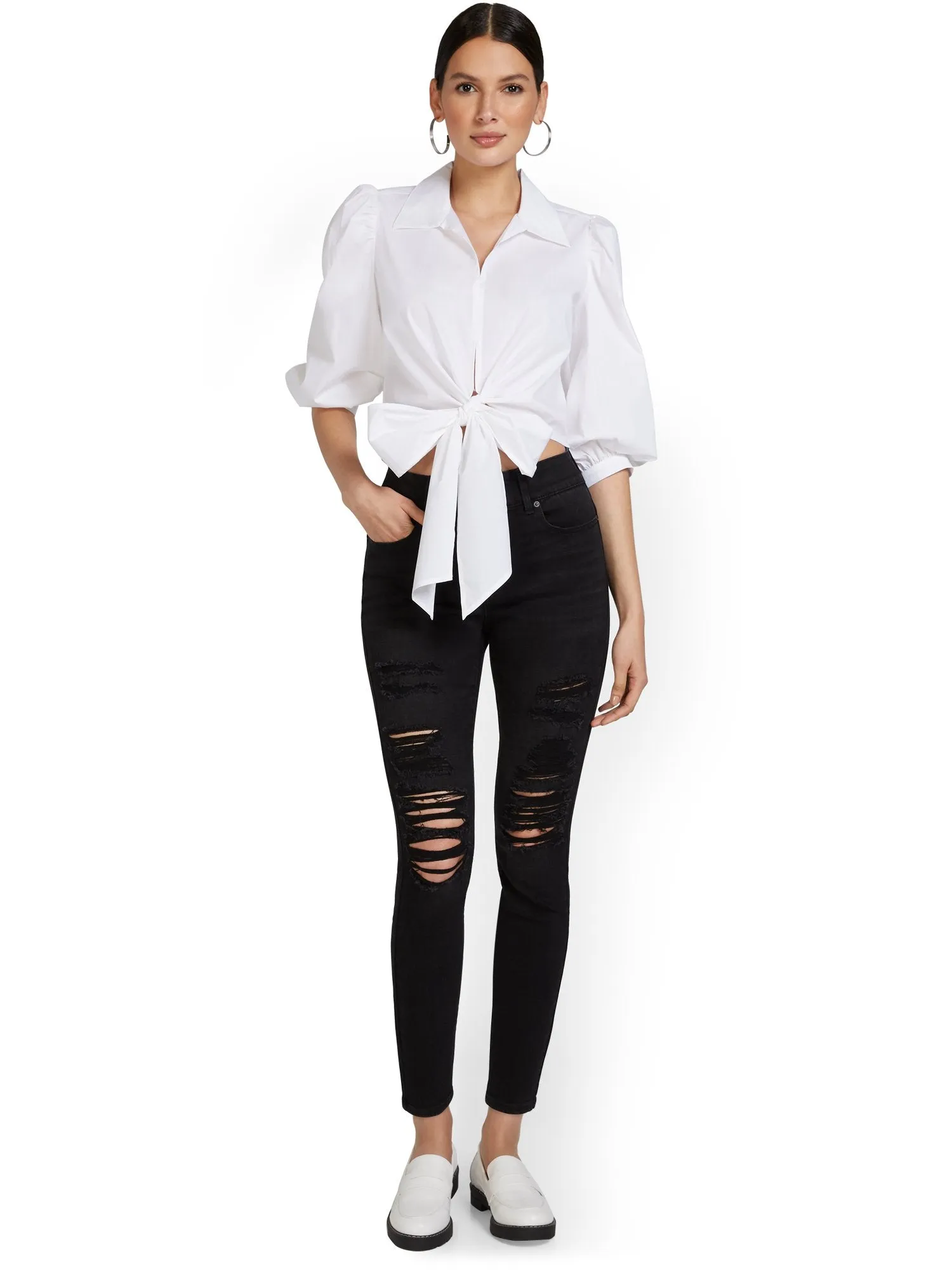 Mya Curvy High-Waisted Super-Skinny Jeans - Black