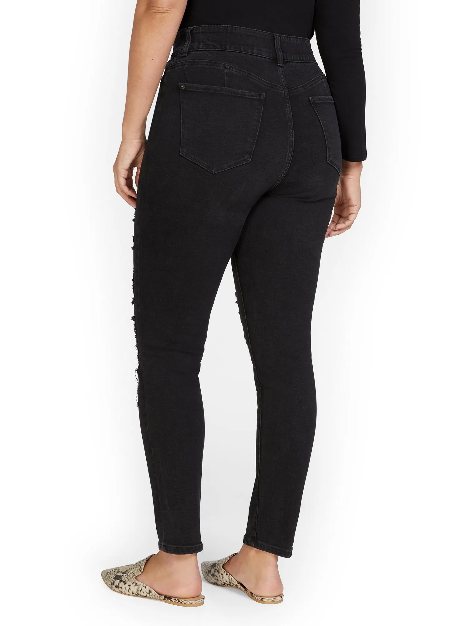 Mya Curvy High-Waisted Super-Skinny Jeans - Black