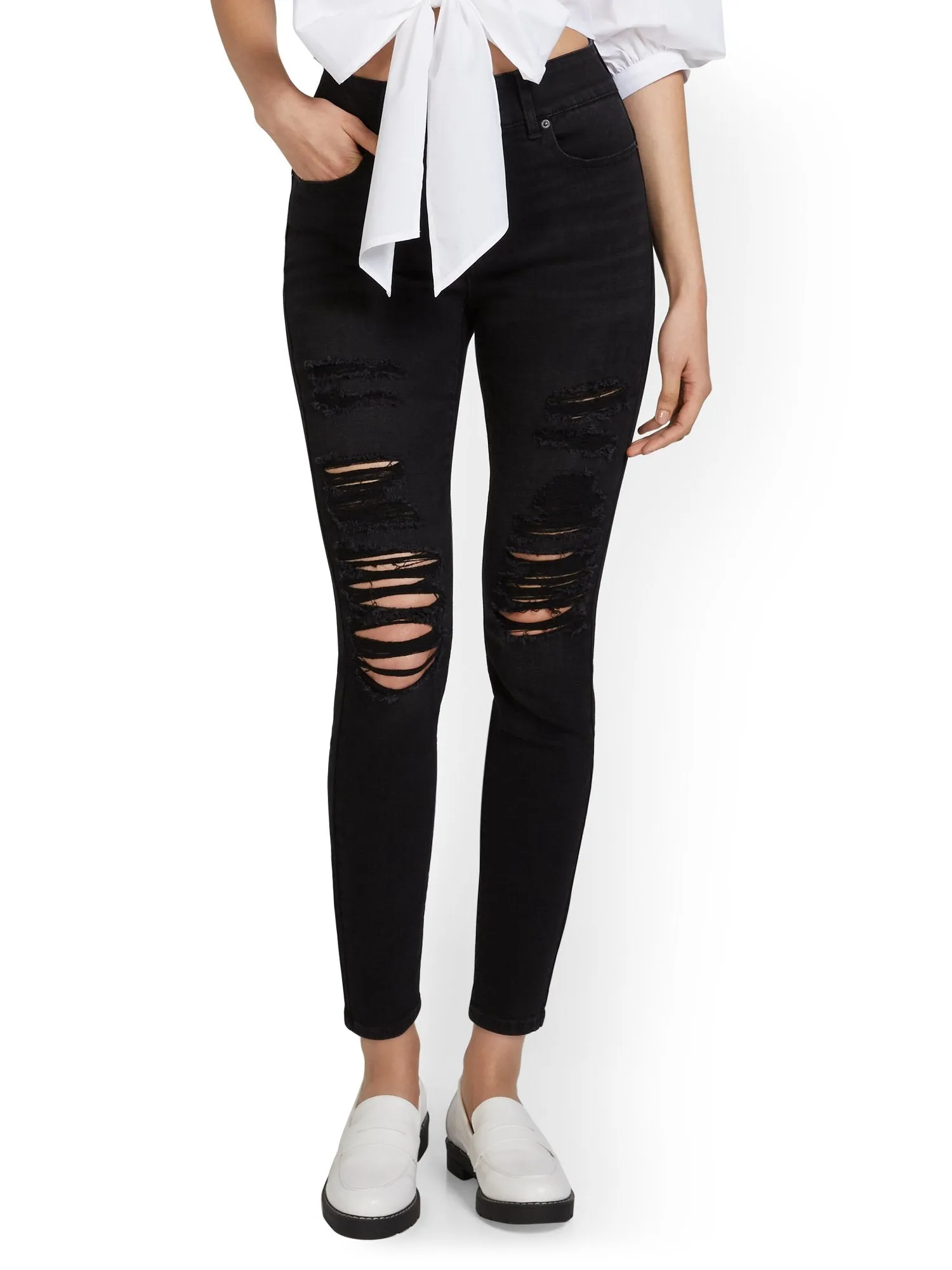 Mya Curvy High-Waisted Super-Skinny Jeans - Black