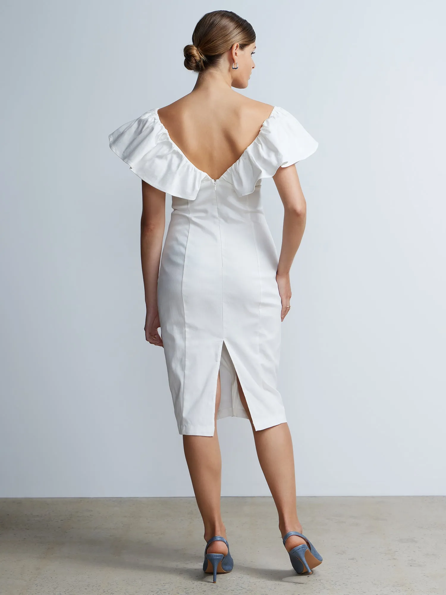 Off-Shoulder Flutter Sleeve Bodycon Dress