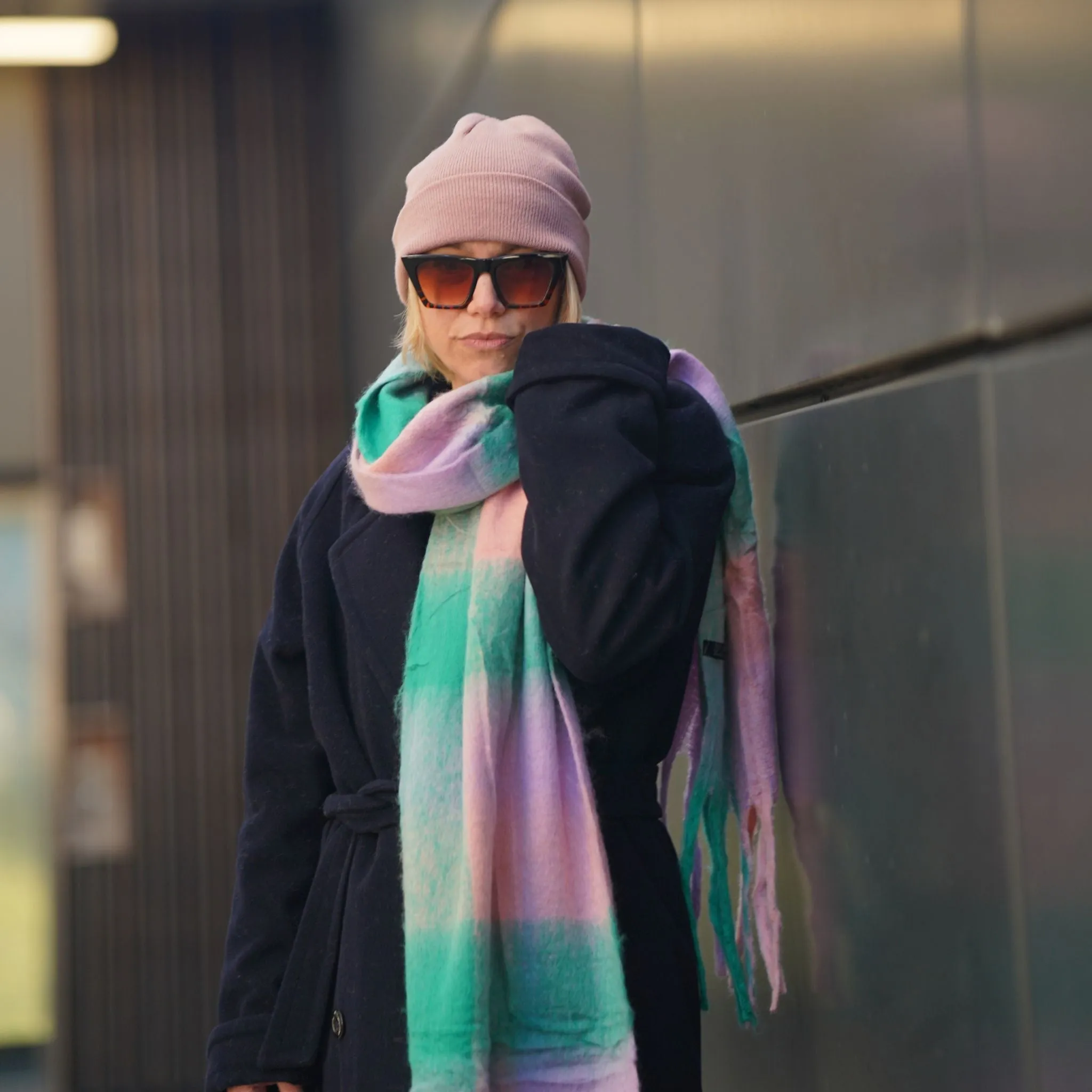 Oversized Checked Blanket Scarf
