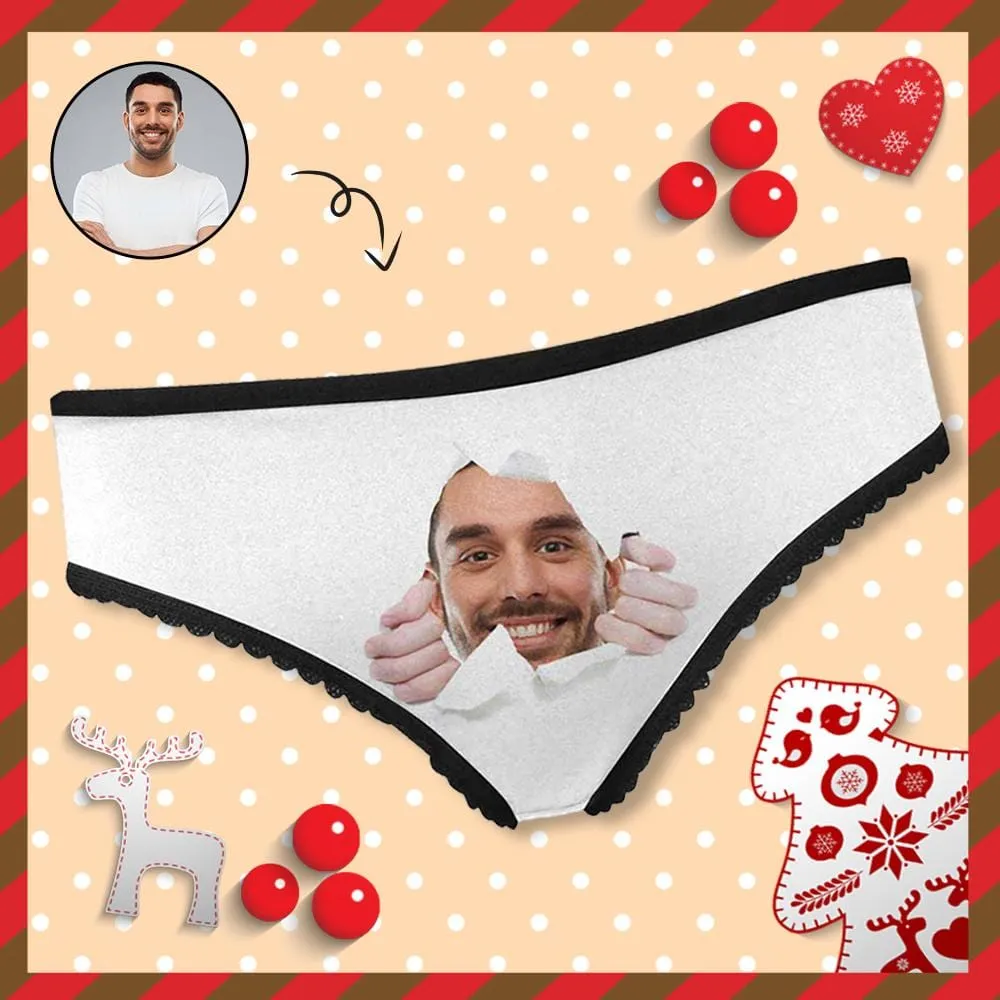 Personalized Underwear for Her Custom Face Tear Women's High-cut Briefs Funny Lovers Gift