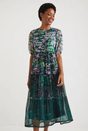 Perugia Watercolour Floral Mesh Floaty Midi Dress Desigual Style 21WWVK53