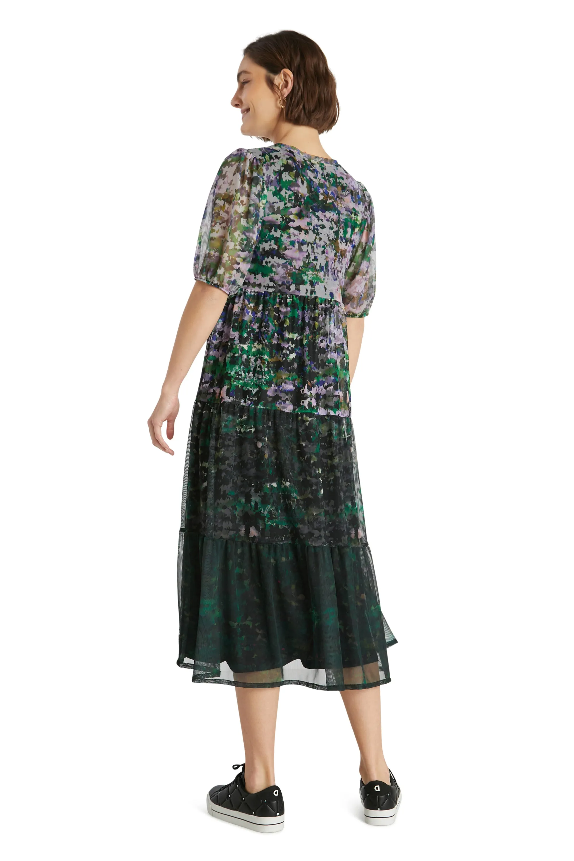 Perugia Watercolour Floral Mesh Floaty Midi Dress Desigual Style 21WWVK53