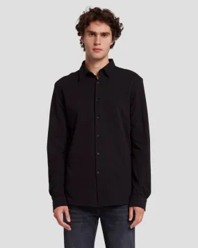 Pique Knit Button Down in Black