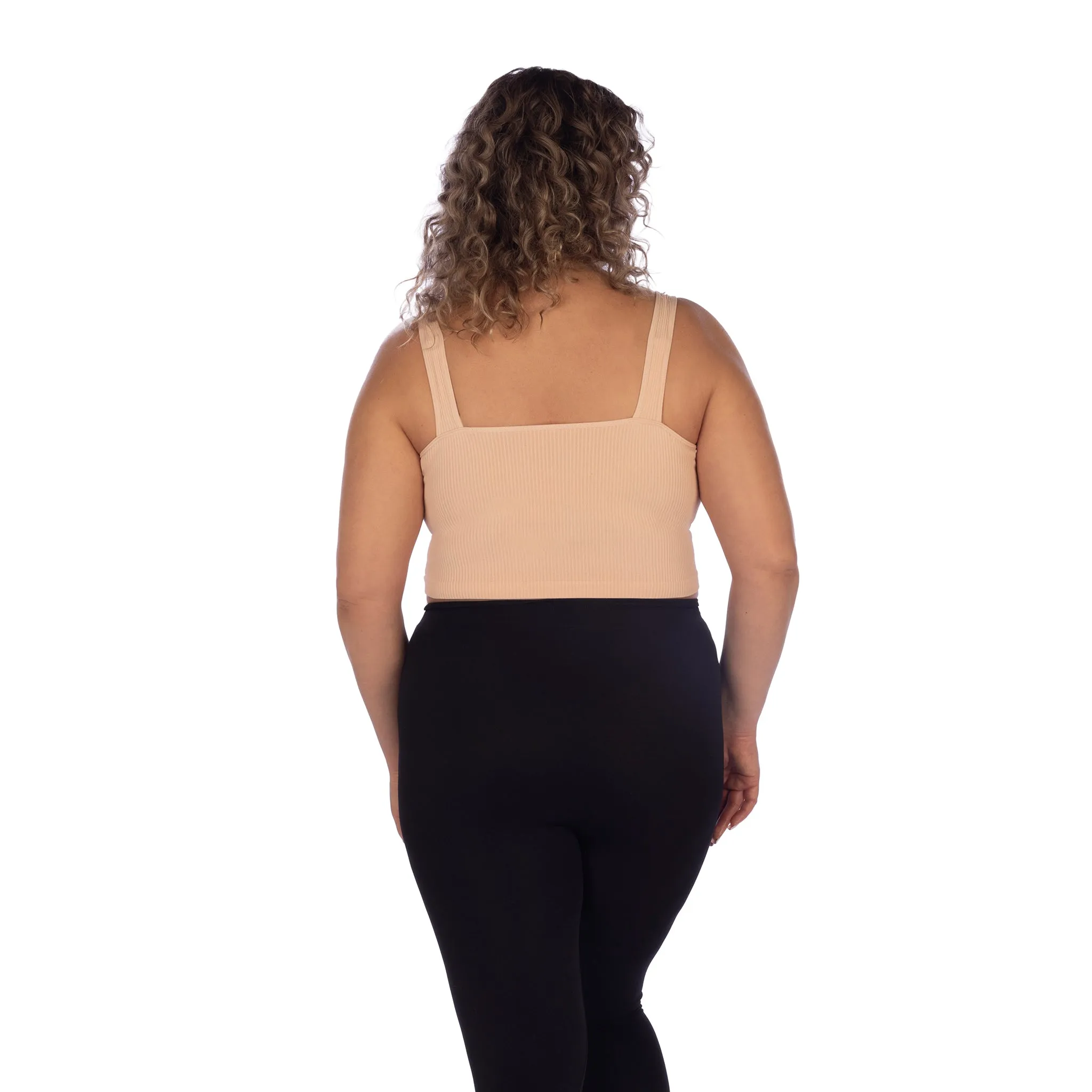 Plus Soft Ribbed V Neck Crop Top