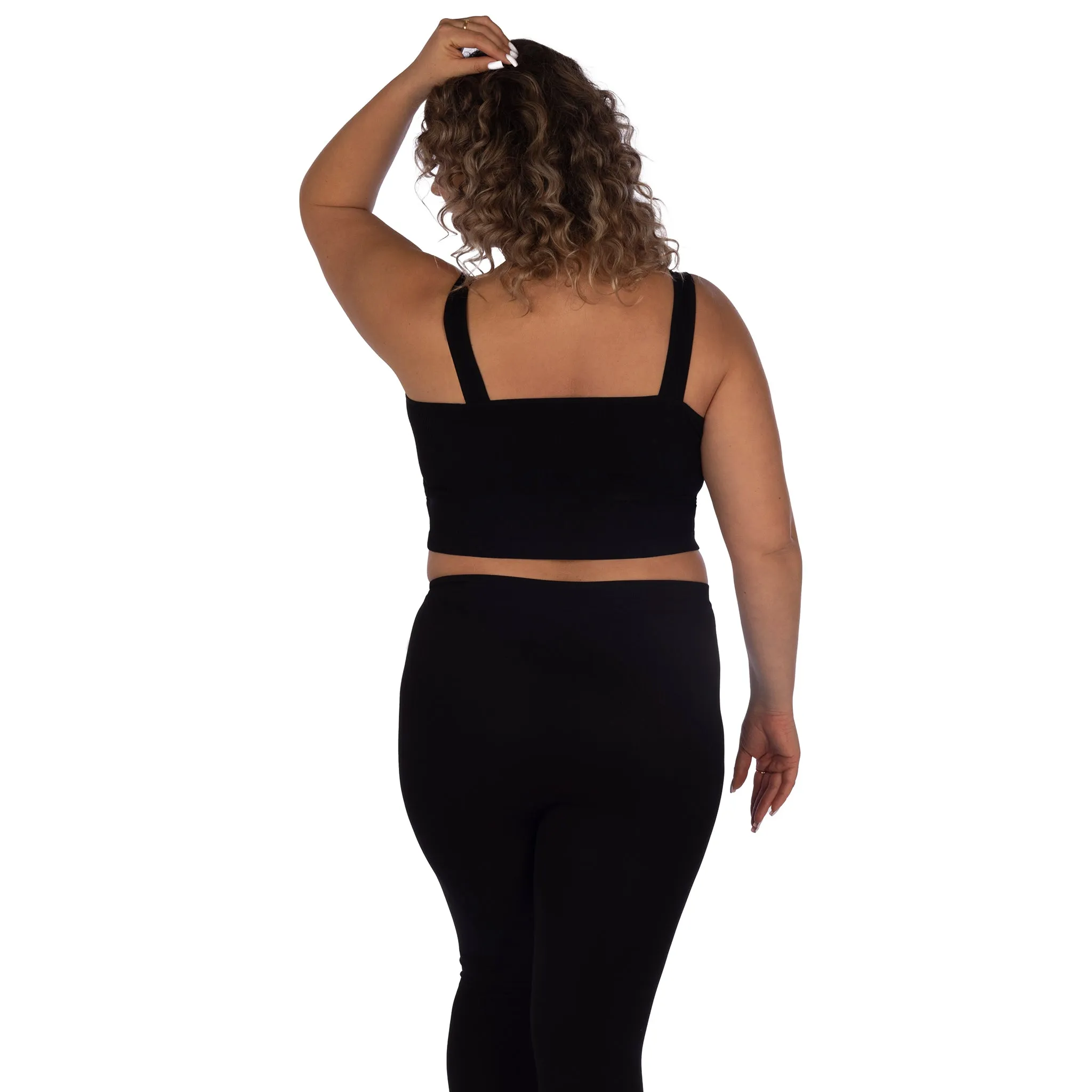 Plus Soft Ribbed V Neck Crop Top