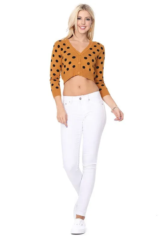 Polka Dot  Crop  Sweater Cardigan