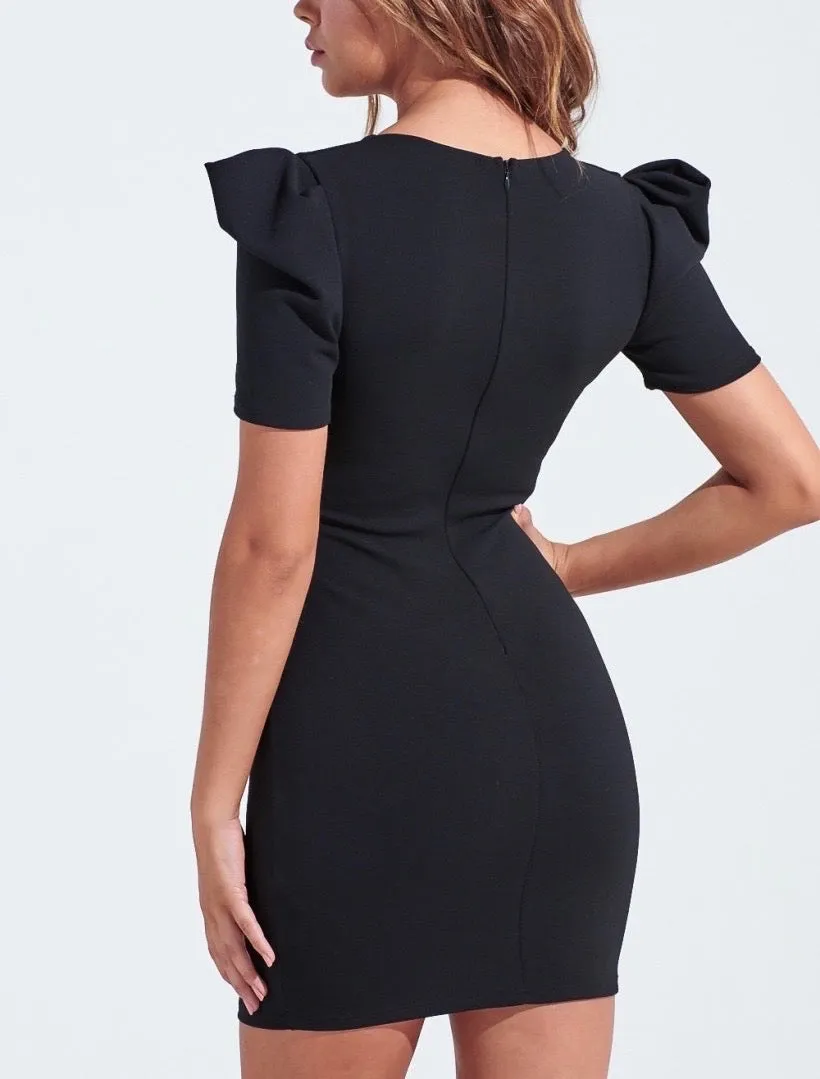 Puff Short Sleeve Bodycon Mini Dress