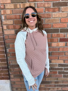 Quilted Jacquard Knit Layered Hoodie