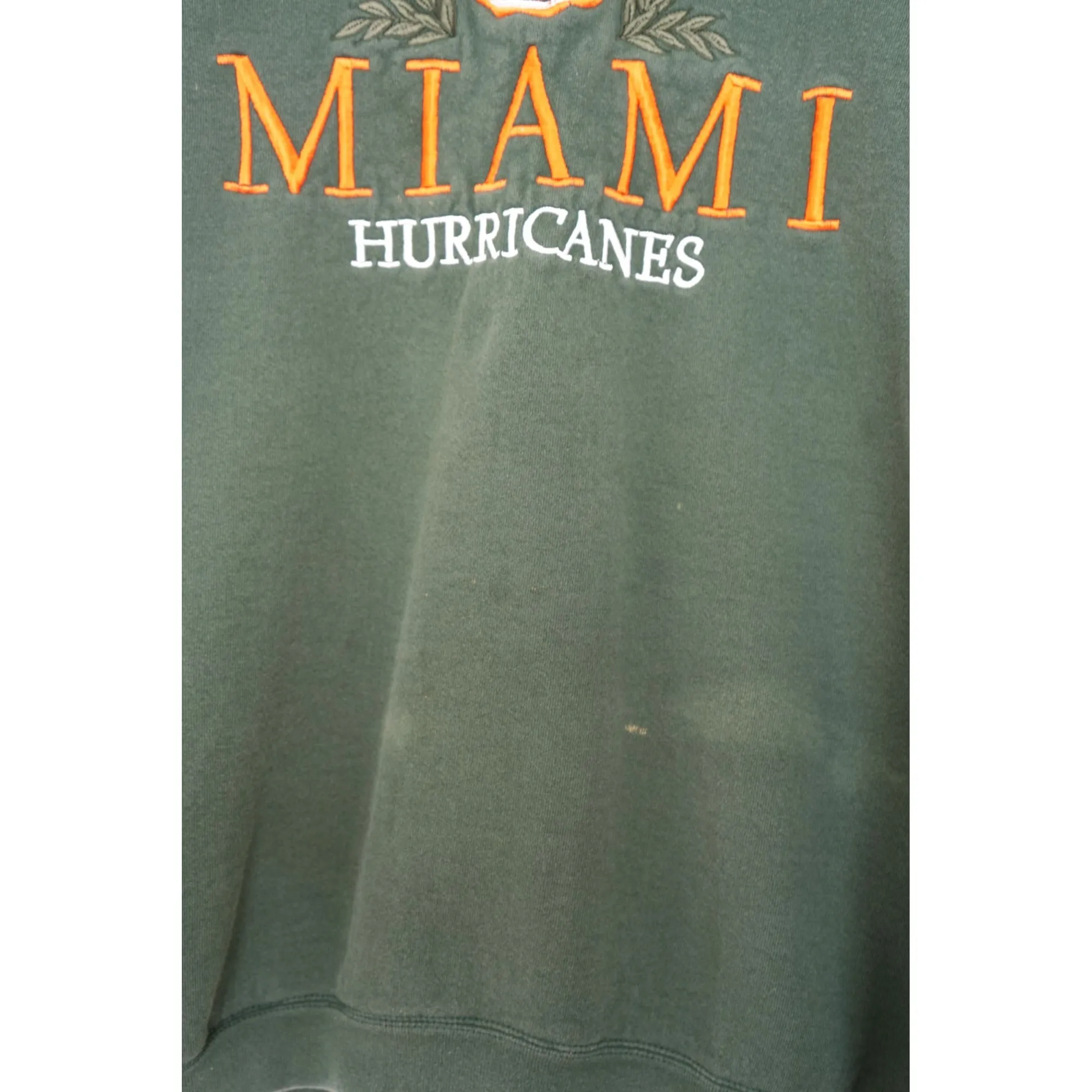 "Retail" Vintage Galt Sand Miami Hurricanes Embroidered Pullover Sweatshirt Green XL