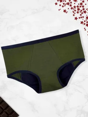 RASH FREE OLIVE GREEN PERIOD PANTIES | NO PAD NEEDED | LEAKPROOF | REUSABLE Pack-of-1-