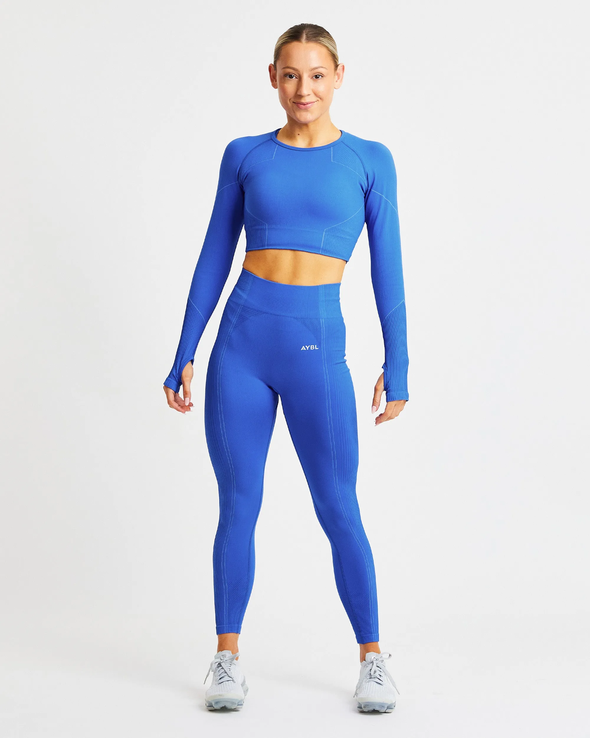 Reflex Seamless Long Sleeve Crop Top - Electric Blue