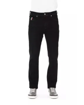 Regular Man Jeans with Logo Button and Tricolor Insert W32 US Men