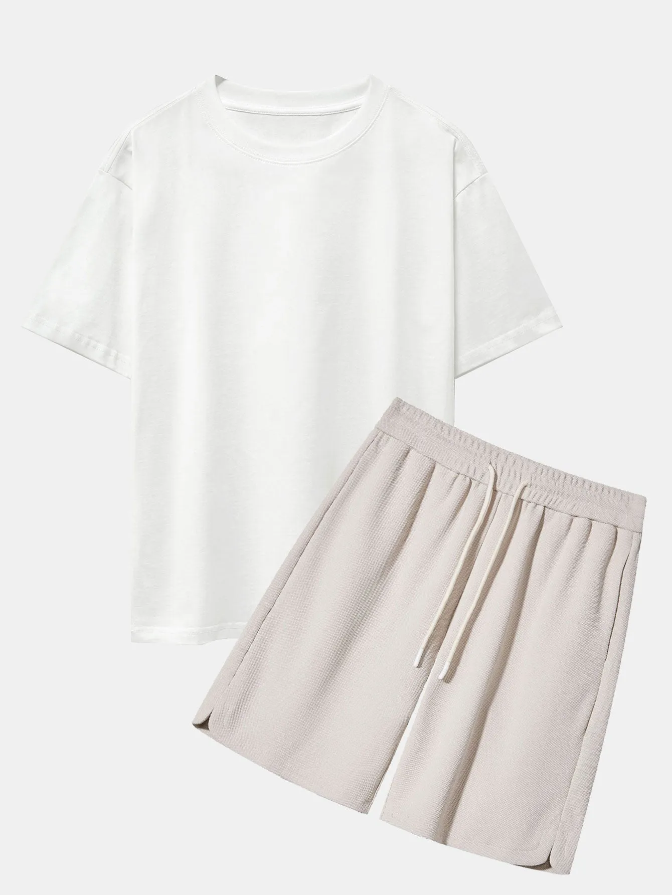Relax Set - Loose Fit Tee & Waffle Shorts