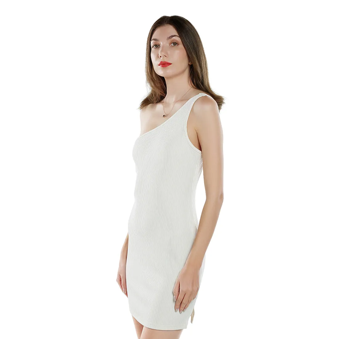 Ribbed One Shoulder Bodycon Dress