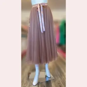 Rosewood tulle midi skirt