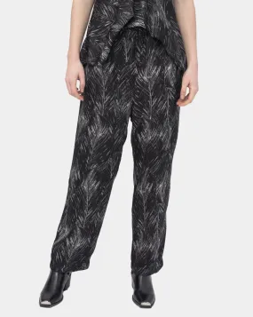 Ruffle Leaf Print Drawstring Elastic Pant