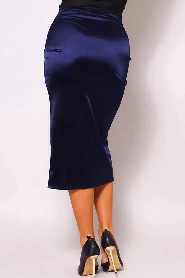 Sexy Gathered Front Crossover Midi Skirt