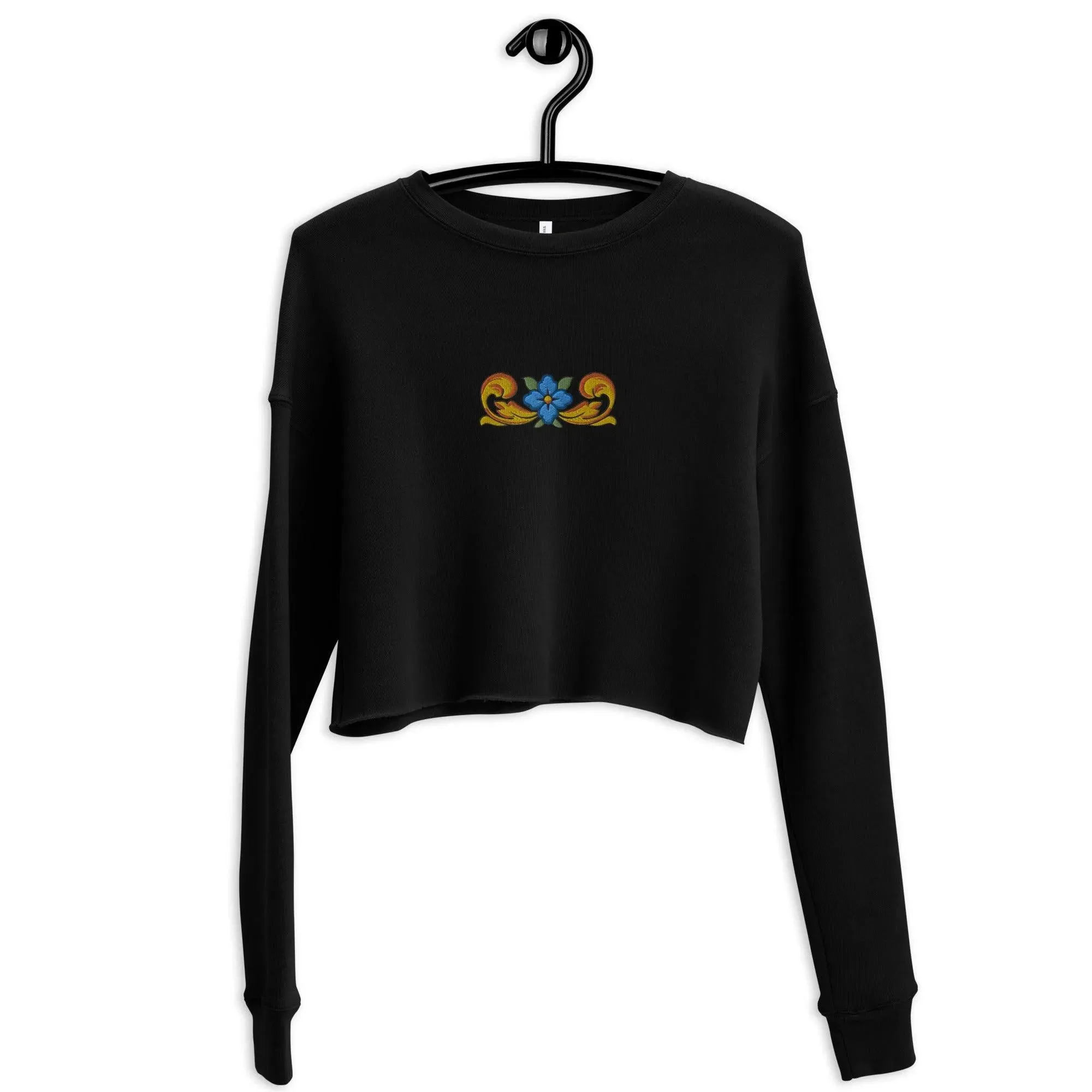 Sicilian Tile Motif Cropped Sweatshirt