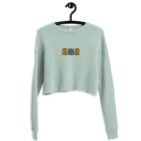 Sicilian Tile Motif Cropped Sweatshirt