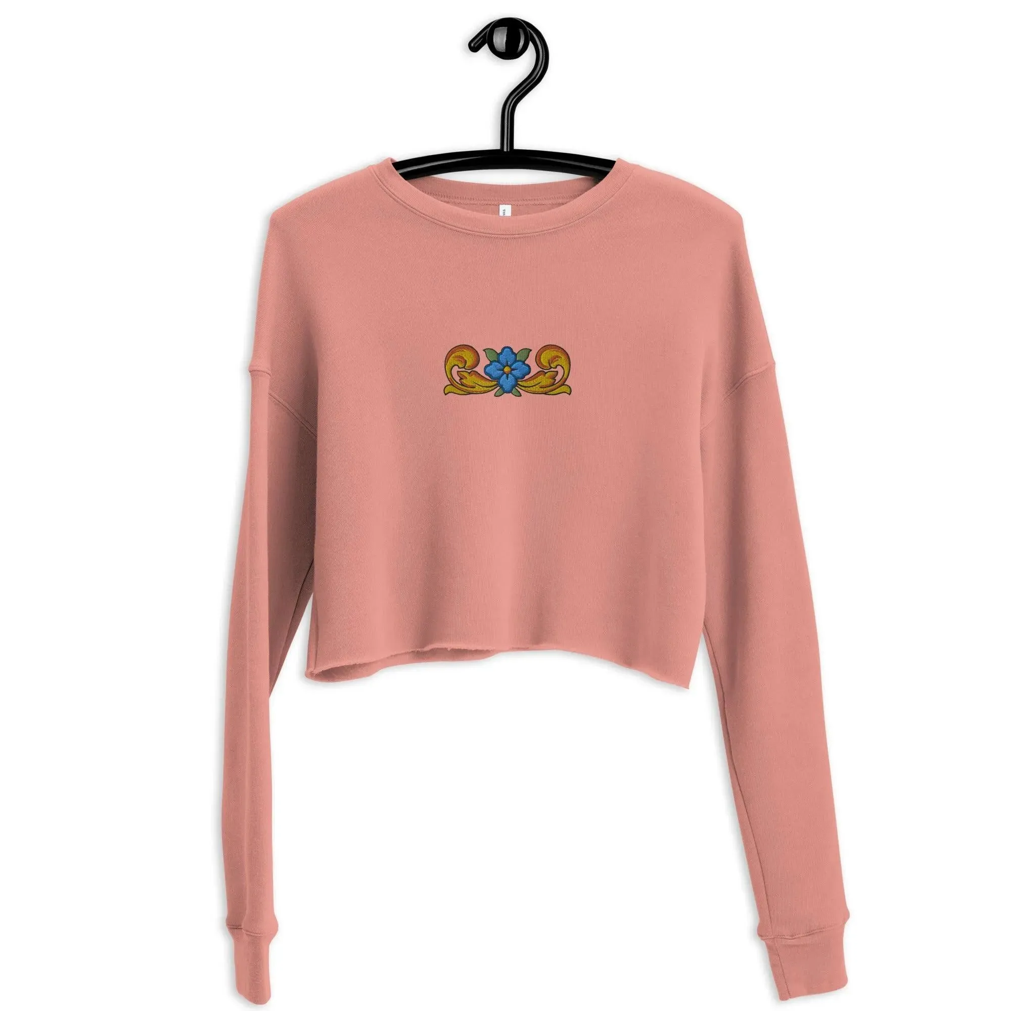 Sicilian Tile Motif Cropped Sweatshirt