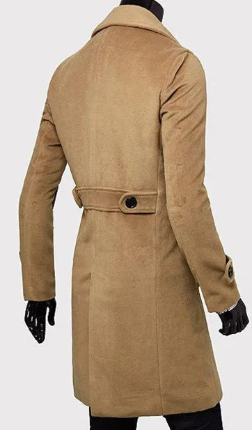 Sidiou Group Mens Winter Formal Trench Coat Double Breasted Overcoat Long Wool Jacket Outwear