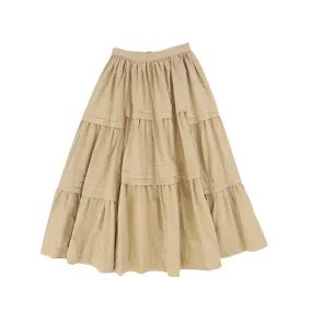 skirt midi tucks - tan